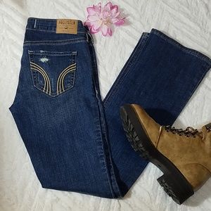 Hollister Distressed Bootcut Blue Jeans WOMEN'